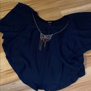 Navy top w/ necklace